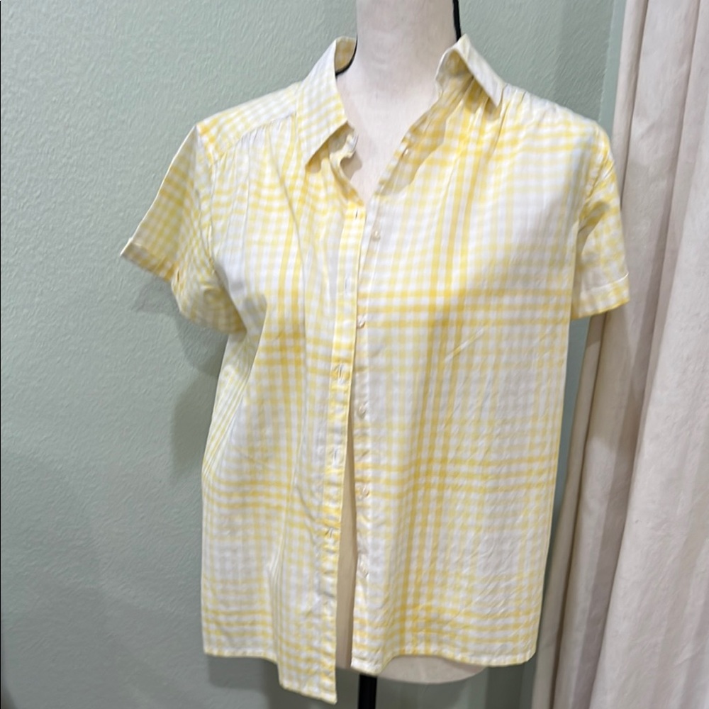St. John Bay. Yellow and White Checkered Men's Shirt